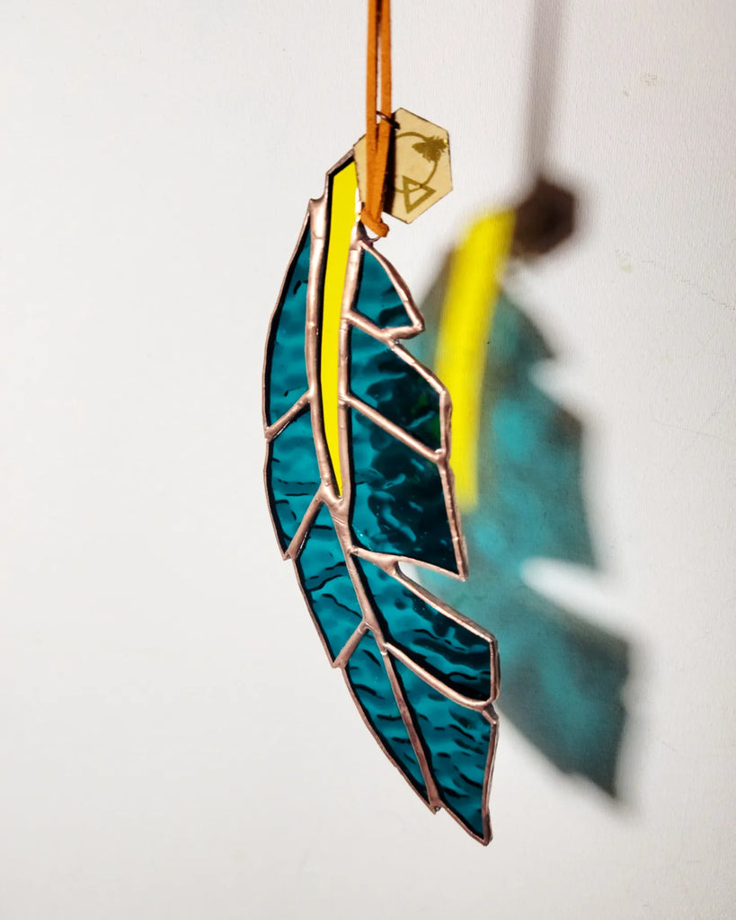 Glass Feather with Gold Leaf – Alma's Gallery & Shop